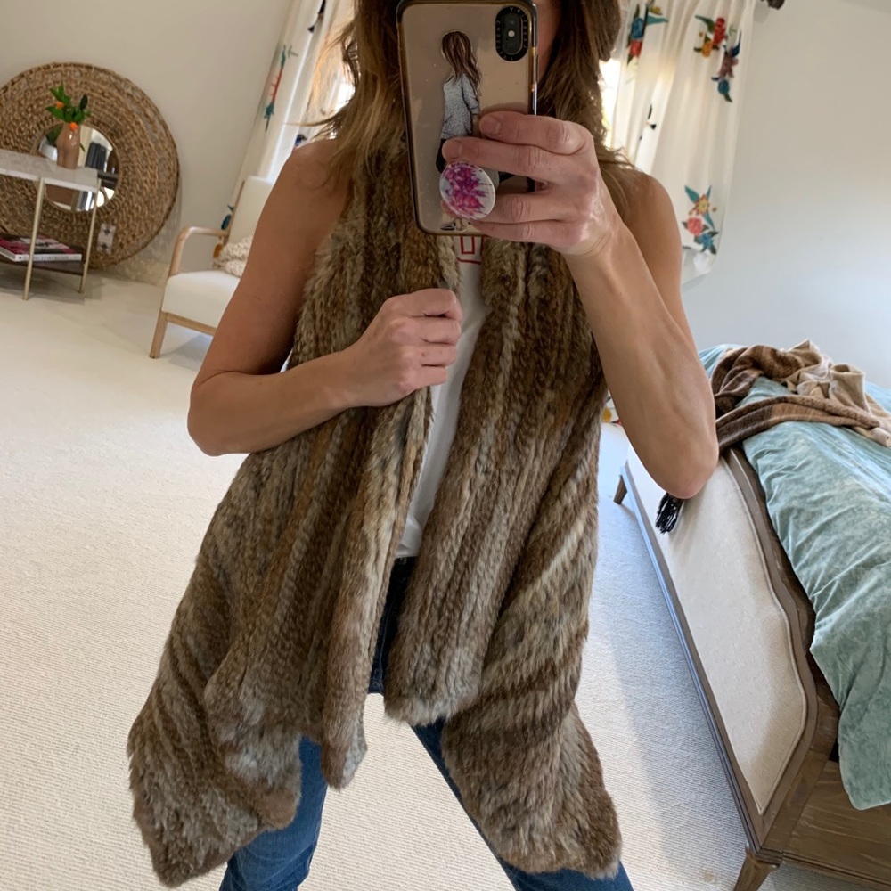 LaRok Luxe Real Rabbit Fur sleeveless Vest jacket